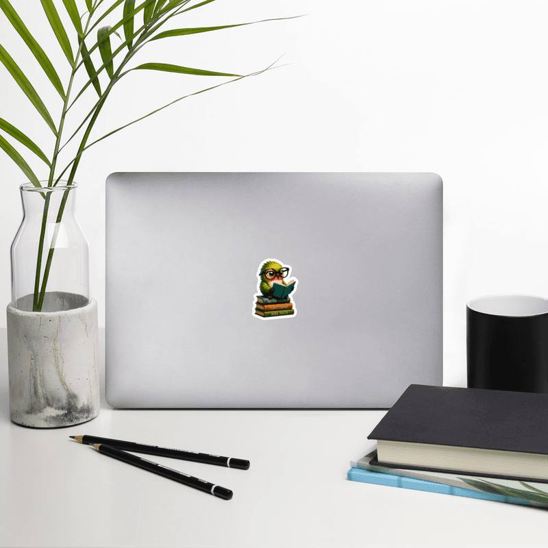 Tink-Studious Bird Reading Book Kiss Cut Sticker